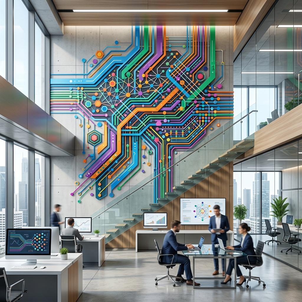 Corporate abstract AI intelligence neural networks